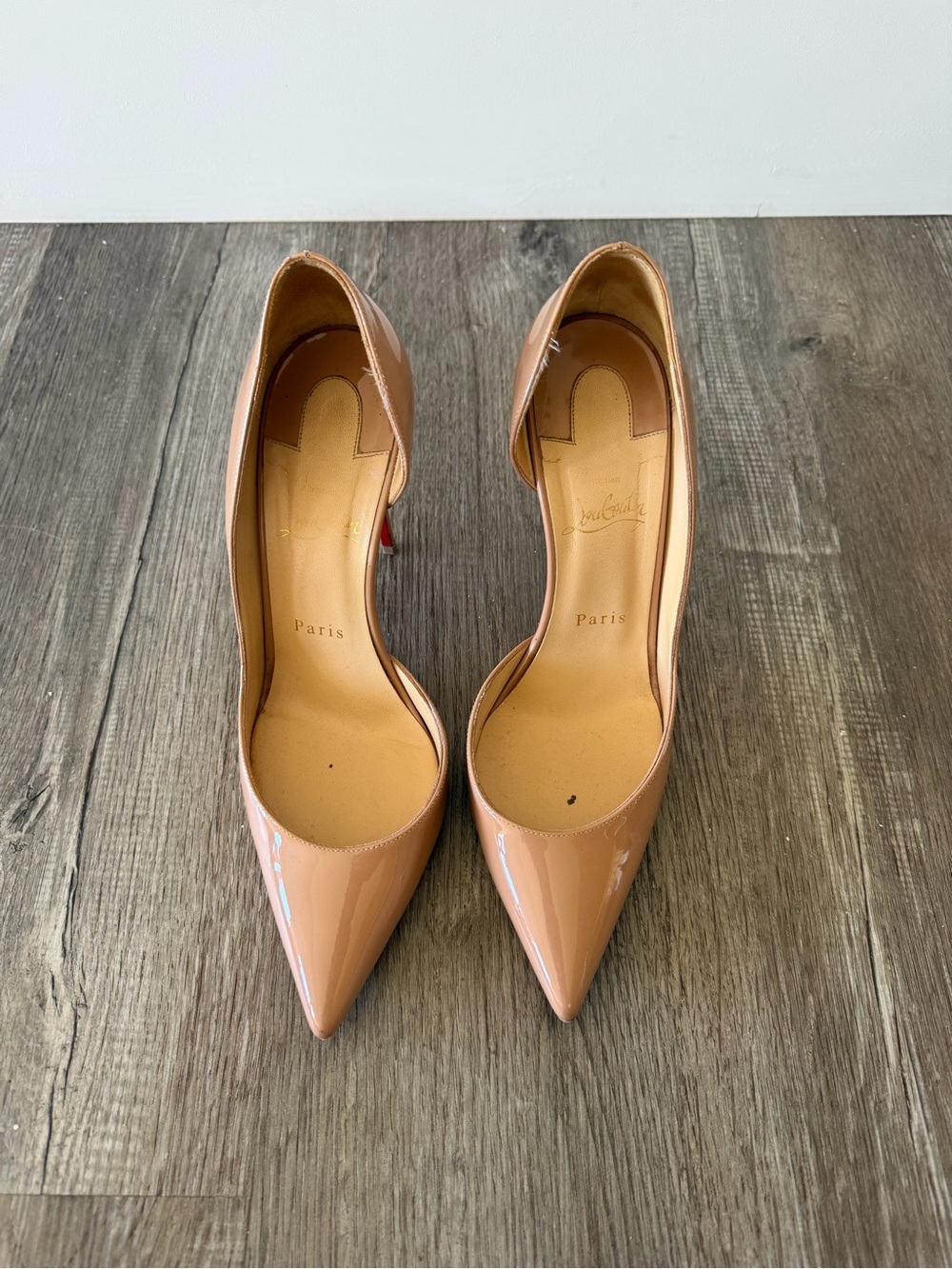 Christian Louboutin Nude Patent Pointed-Toe Pumps